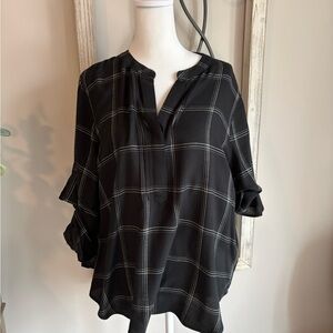 Vince Camuto Black Checkered Blouse